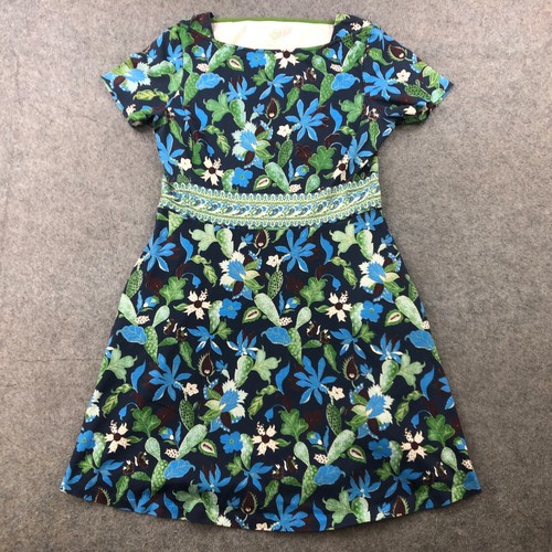 Abito TORY BURCH medio svasato giardino floreale paisley glicine verde navy