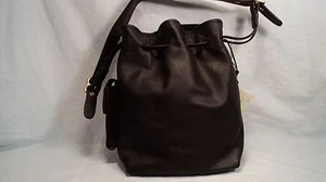 Bolso de mano para mujer ILI 960 de cuero marrón granulado con cordón - Imagen 1 de 5