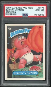 1987 Topps Garbage Pail Bambini 8a Serie #317B Burnin' Vernon PSA 10 GEMME NUOVO DI ZECCA OS8 - Foto 1 di 2