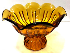Vintage LE Smith Glass Compote Pedestal Bowl Candy Dish Amber 8 1/4"  x 5 3/4"