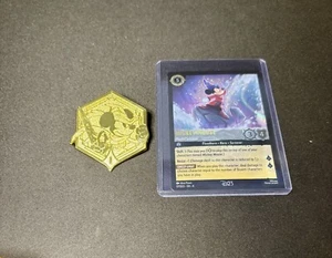 Disney D23 Expo Lorcana Promo Set Mickey Mouse Playful Sorcerer Card Pin Pack - Picture 1 of 5