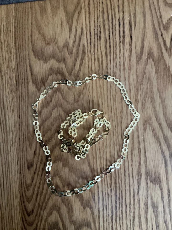 "JUEGO DE COLLAR Y PULSERA DE 8"" VERONESE 18K VESTIDO ESPLENDENTE ESPEJO ESLABÓN 20"" V4" Foto 1 de 1