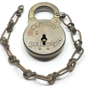 Vintage antique Yale brand century six lever padlock with chain, locksmith  - Picture 1 of 6
