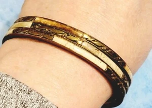 3 Vintage Ornate Brass Bangle Bracelets- Scrolls- Boho Stacking Bracelets bn-2 - Picture 1 of 5