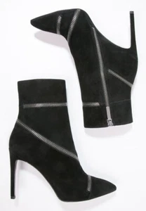 Balmain Paris Ankle Boots Black Suede Zip Pointed Toe Shoes Womens 36 Gladiator - Picture 1 of 15