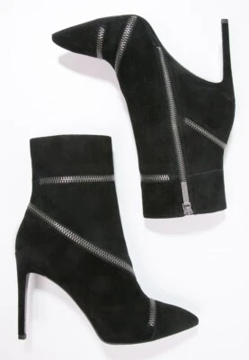 Balmain Paris Botines Negro Gamuza Cremallera Punta Zapatos Mujer 36 Gladiador Foto 1 de 4