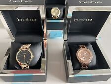 Bebe Watches Crystal Stud Rose Gold Silver Leather - 5 Styles to Choose From NIB