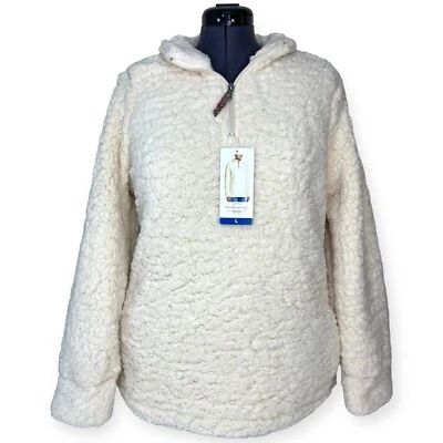 Nuevo con etiquetas Pullover Sherpa Para Mujer Impermeable Vintage 1/4 Cremallera Punta Escarchada Talla Grande Foto 1 de 4