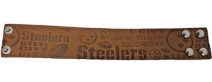 Pulsera Steelers de cuero marrón en relieve 9,5 pulgadas de largo usada - Imagen 1 de 6