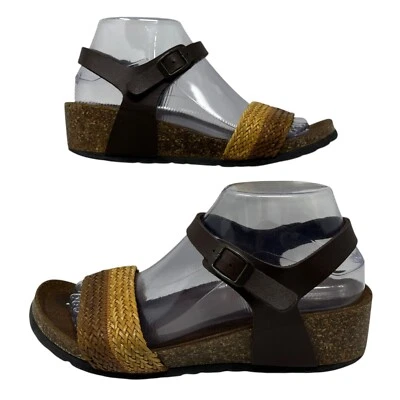 Spring Step Cork Footbed Wedge Strappy Leather Sandals Womens 39 8.5 - Image 1 of 4