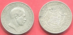RARE 1863 HESSE-CASSEL SILVER TALER/THALER Friederich Wilhelm FRONT VF+/BACK AU - Picture 1 of 1