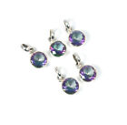 Wholesale 5pc 925 Solid Strelings Silver Faceted Mystic Topaz Pendant Lot V423