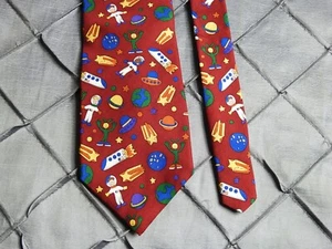 Save The Children Men's Neck Tie Kemen Age 12 Space Fun 55-1/4" - RED - Picture 1 of 4