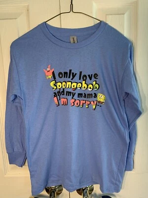 Camiseta Juvenil Pequeña Azul Bob Esponja Manga Larga I Only Love My Mom Bob Esponja Foto 1 de 4