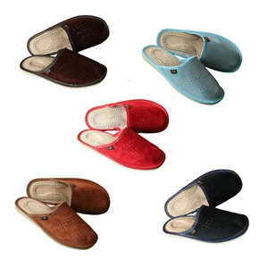 Womens Slip On Slippers Size 3-8 Slider Soft Suede Leather House Shoe Lady Mule - Picture 1 of 18