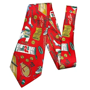 1992 US Open Tennis Tie Mens Duomo Milano Red Vintage Sports Art Silk Necktie - Picture 1 of 5