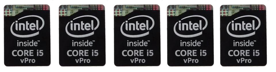 Lot of 5 Intel Core i5 vPro Black Sticker 15.5 x 21mm Case Badge Sticker Decal - Image 1 of 1