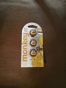 JOIE 3 MONKEY FOOD BAG TIES BIRTHDAY CHRISTMAS NOVELTY - Picture 1 of 1