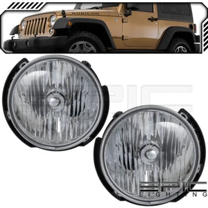 Pair LH RH Halogen Headlights fits JEEP 07-18 WRANGLER - Picture 1 of 2