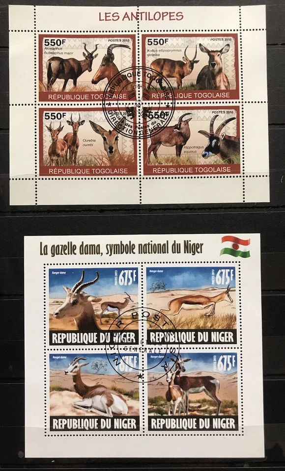 2x Antilopes / Animals  / Nature  - M/S stamps  Timbres - CTO - R - Image 1 of 1