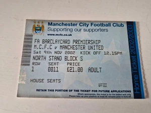 TICKET STUB- LAST DERBY MAINE ROAD- MAN CITY V MANCHESTER UNITED- November 2002 - Picture 1 of 1