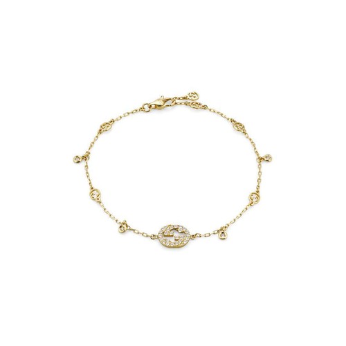 Bracciale Gucci Interlocking Con Diamanti YBA729403002 Bracelet Oro Giallo 17cm