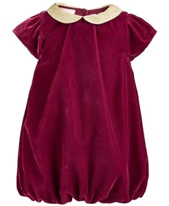 First Impressions Baby Girls Metallic Velvet Peter Pan Collar Bubble Dress - Picture 1 of 1