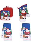 5-X Santa Claus Kitchen Linen Set Towels Potholders OvenMitt Christmas