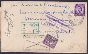 1963 Postage Due RETURN TO SENDER 3d MORE TO PAY New Tupton to Birmingham VGU - Picture 1 of 2