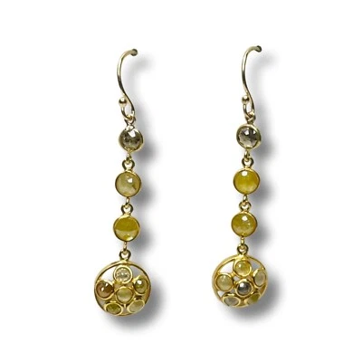 18K Yellow Gold Yellowish Brown and Yellow Natural Color Diamond Earrings - Image 1 of 4