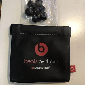 Beats By Dre Monster Earbuds Black Soft POUCH ONLY!  7 Replacement Bud Caps. - Picture 1 of 2