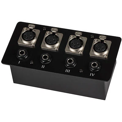 PARTS EXPRESS Floor / Surface Mount Stage Box with Four XLR Female and Fou