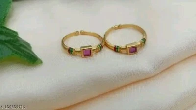 Anel indiano/anel quadrado dourado kundan/anel ajustável/joia minimalista - Imagem 1 de 3