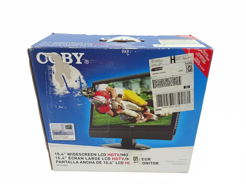 Coby TFTV1524 15.4" LCD HDTV Monitor Widescreen HDMI - NEW OPEN BOX - Image 1 of 4