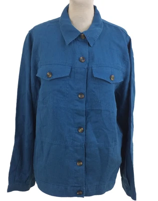 White Stuff Women's Jacket Size 18 Blue 100% Linen Long Sleeve Pockets New F1 - Image 1 of 4