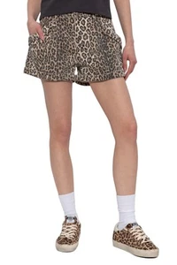 R13 Pouch Pocket Women Shorts 26 Denim Rigid Leopard Print Turn-Up RRP€795 - Picture 1 of 11