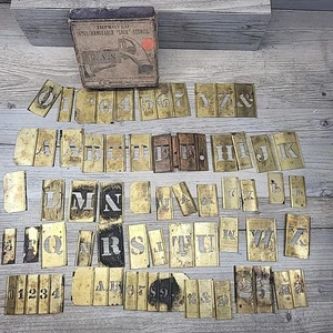Set stencil serratura intercambiabile lettera ottone vintage SG Monce Inc. artigianato incompleto - Foto 1 di 6