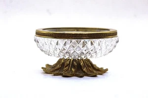 Antique Cut Crystal Bronze Diamond Cut 4" Catchall Pineapple Base Holder Candy - Picture 1 of 5