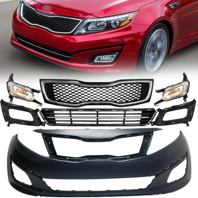 Primed Bumper Cover Upper Lower Grille Fog Light Kits for 2014-2015 Kia Optima Foto 1 de 4