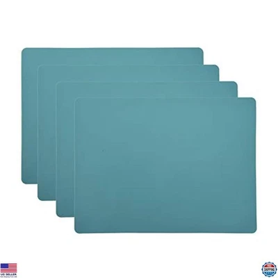 Juego de 4 manteles individuales de silicona verde - grado alimenticio, impermeables, antideslizantes, lavables Foto 1 de 4