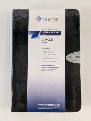 Livescribe Dot Paper Lined Journals 1-2 Hard Cover Black 2 Pack - New / Sealed - Image 1 of 4