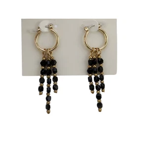 Orecchini Moda Cerchio Nero e Oro con Perline Lineari Goccia Pendente di Un Nuovo Giorno - Foto 1 di 3