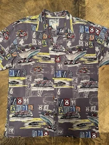 Vintage Big Dogs Hawaiihemd Herren Med Button NASCAR Racing Y2K Schlaufenkragen - Bild 1 von 5