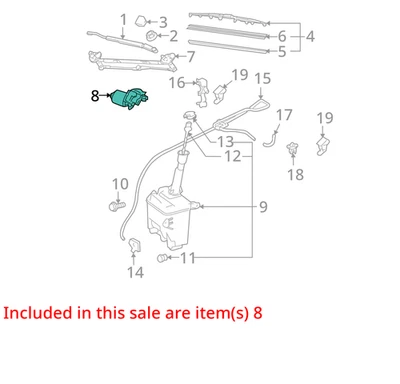 05 06 07 08 09 10 SCION TC WINDSHIELD WIPER MTR 759328 - Image 1 of 2