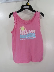 New 365 Kids Mini Ruffle Tank Size 10 Pink HELLO SUNSHINE - Picture 1 of 7