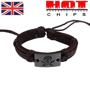 Cool Skull Cross Plate Unisex Braid Bracelet Girl String Band Bangle *AU - Picture 1 of 5