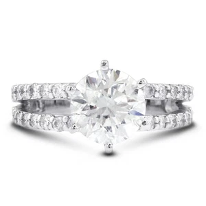 5.90ctw E/SI1 Round Brilliant Natural Certified Diamonds Platinum Accent Ring - Picture 1 of 14