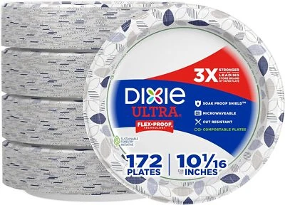 Platos de papel Dixie Ultra, 10 1/16 pulgadas, tamaño cena impreso azul, blanco  Foto 1 de 4