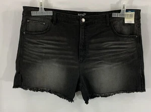 Terra & Sky Women's High Rise Fray Hem Stretch Denim Shorts 24W  (49.5X4.5) - Bild 1 von 7