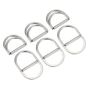 Double D-Ring Buckles, 6pcs 45mm(1.77") Metal Adjustable D Rings, Silver Tone
